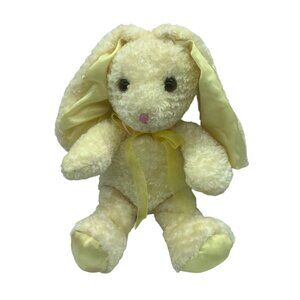 Vtg 1999 Commonwealth Plush Bunny Yellow Stuffed Animal Toy 9.5” Sit Easter